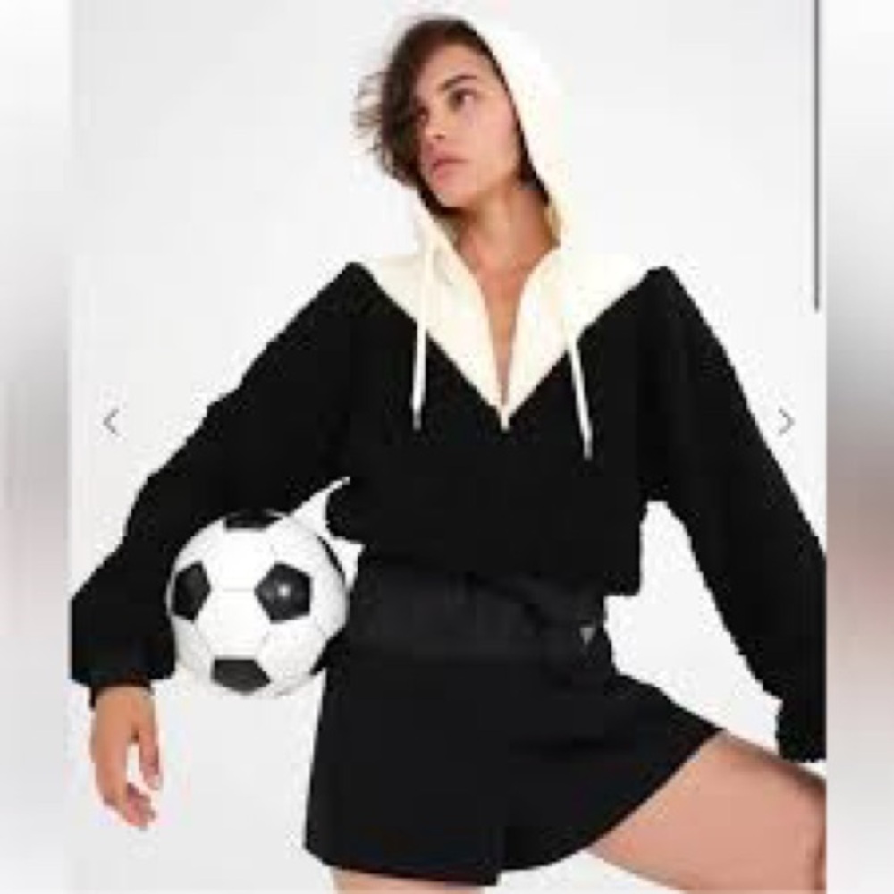 For Love and Lemons cozy crop Sherpa teddy pullover hoodie